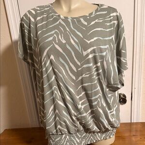 Apt. 9 Olive Zebra-Print Short Sleeve Top